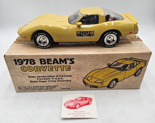 Vintage Jim Beam 1978 Yellow Corvette Decanter with Original Box - Empty