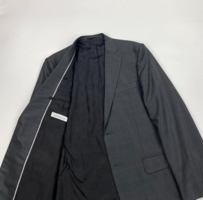 Herren Grau Kariert Versace Collection Anzug Sakko 50R 40R Wolle Blazer City A/B