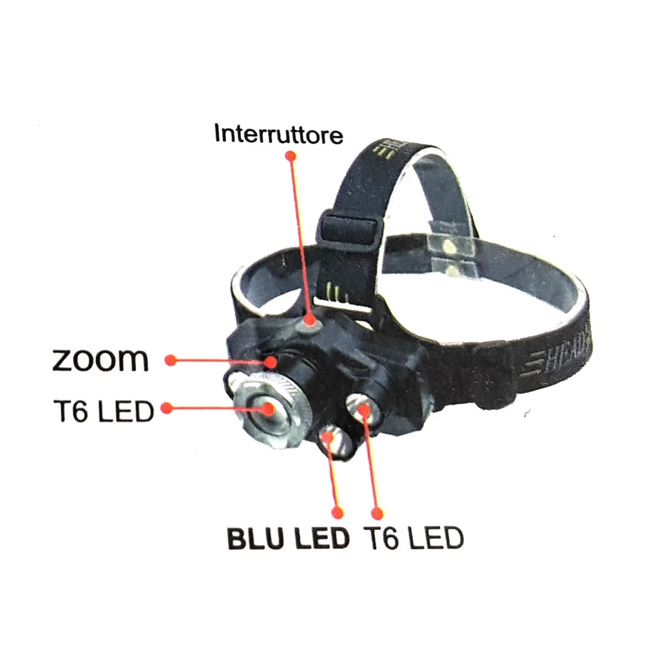 Antorcha Frontal Cabeza Recargable LED Cob Luz Blanca Azul Zoom Cree T6 TE-B0076 - Imagen 3 de 4