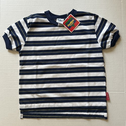 VTG OshKosh B'gosh Blue White Yellow Ringer T-Shirt Sz 7 Made In USA New Striped - Picture 7 of 7