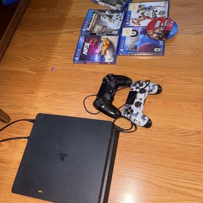 Sony PlayStation 4 Slim Console with Controllers & PS4 Action Racing Games