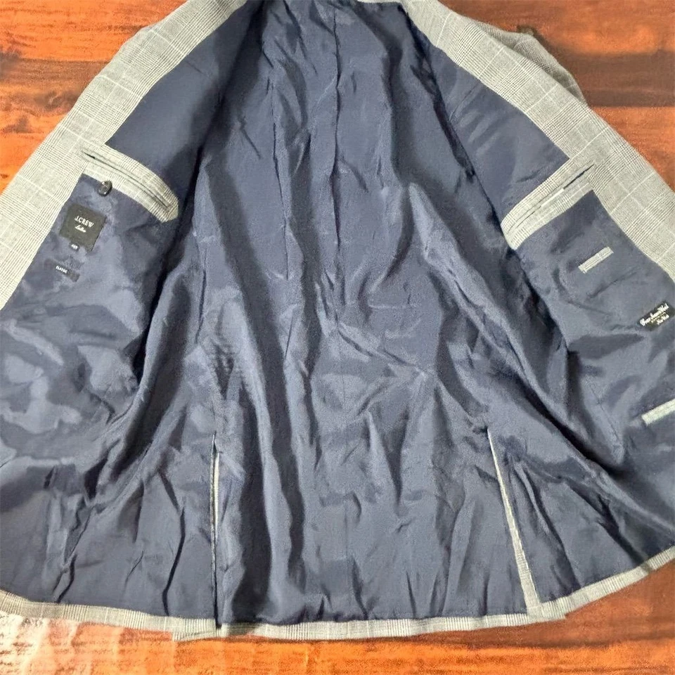 Blazer formal J.Crew para hombre abrigo deportivo a cuadros gris calce clásico 42S Foto 3 de 4