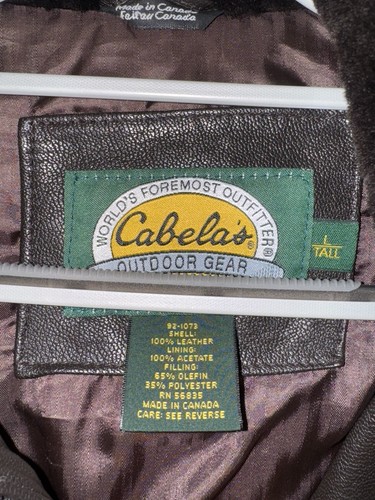 Vintage Cabelas Leather Jacket Men L T brown Bomber Flight Aviation Patina Pilot - Picture 5 of 6