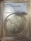 1927 D PCGS AU50 - Toned Silver Peace Dollar $1 US Coin #56081B