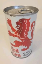 Red Lion Malt Liquor Steel Beer Can Tab Top Intact Bottom Drain Cincinnati OH