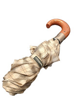 London Fog Folding Umbrella Wood Handle Plaid Classic Vintage Style