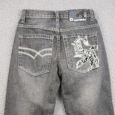 Vintage Southpole 4180 Jeans Kid's Size 8 Black Y2K Baggy Wide Leg Hip Hop 24x24