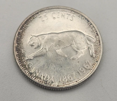 1967 Canadian Silver coin Quarter 25 Cents 80% Silver uncirculated 25c CAD .80