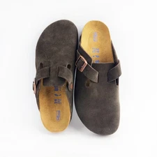 Birkenstock Boston Mocha Suede Leather Soft Footbed Classic Clogs Women’s Shoes