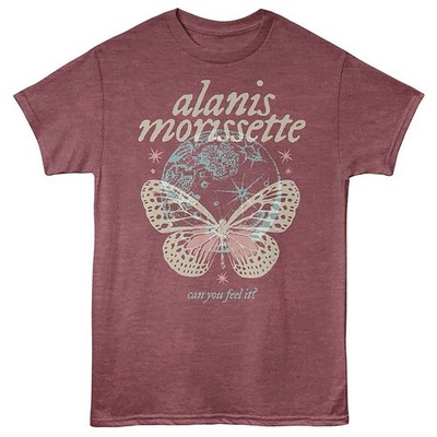 Alanis Morissette Butterfly Maroon Adult T-Shirt New Licensed Band Merch Tee