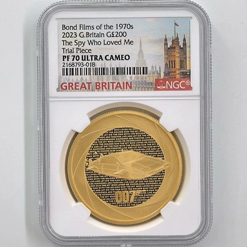 2023 Great Britain James Bond 007 £200 Gold Proof Coin NGC PF 70 UC Trial Piece