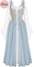 Women Renaissance Costume Bell Sleeve Medieval Fairy Dress