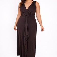 Kaleidoscope Brown Sleeveless Wrap Maxi Dress UK 14 / EUR 40 V-Neck