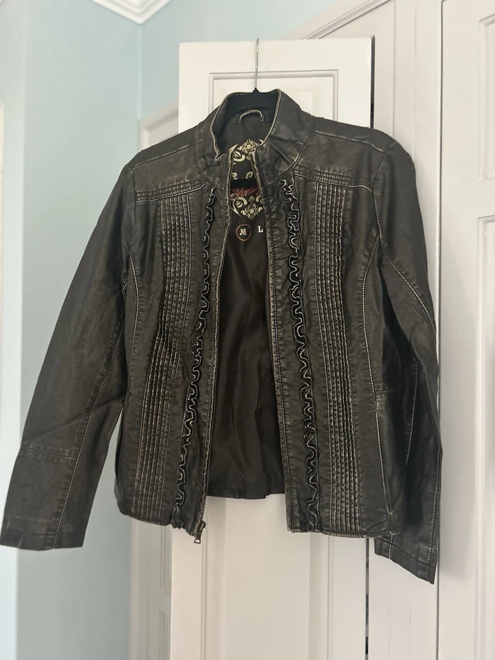 Big Chill Vintage Faux Imitation Leather Jacket Women’s Size Medium Black - Image 3 of 3