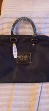 Victoria  s Secret Black Bag with Gold Logo and Handles NWT Top Handles Gold Zip