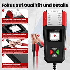 Auto Batterietester KFZ Testger&auml;t Pr&uuml;fer mit Eingebaut Drucker 12V/24V PKW LKW
