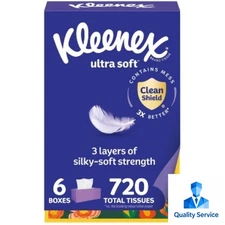 Kleenex Ultra Soft 3-Ply Facial Tissue Rectangle Size 6 Count Per Box 120