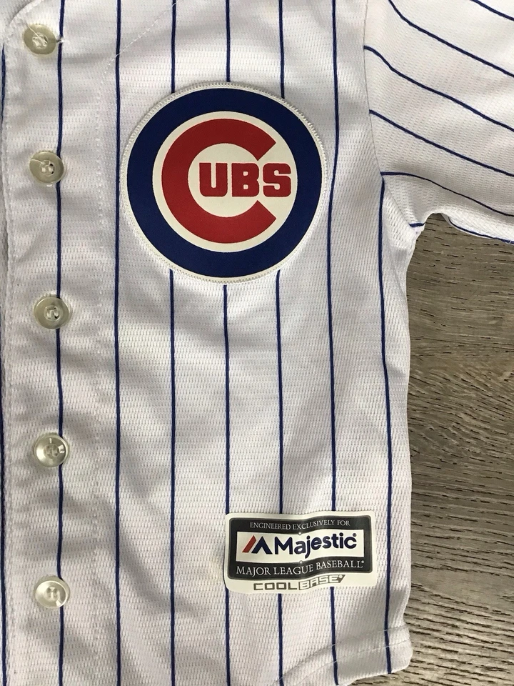 Majestic Chicago Cubs Anthony Rizzo #44 MLB Camiseta Blanca Juvenil Niños Talla 4 Pequeña Foto 2 de 4