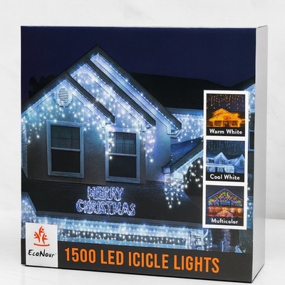 Gigantische 47m EcoNour Eiszapfen Lichterkette   1500 LEDs XXL Winterwunderland