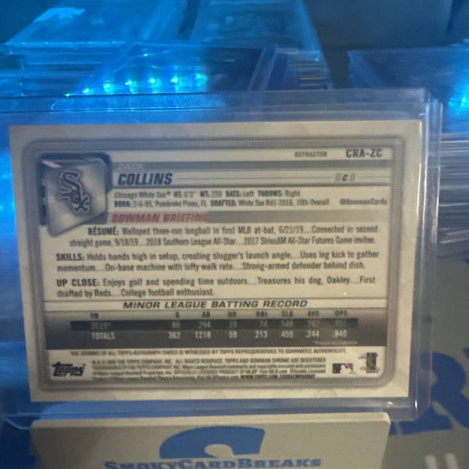 2020 ZACK COLLINS BOWMAN CHROME ROOKIE REFRACTOR AUTOGRAPH /499 AUTO - Image 2 of 2