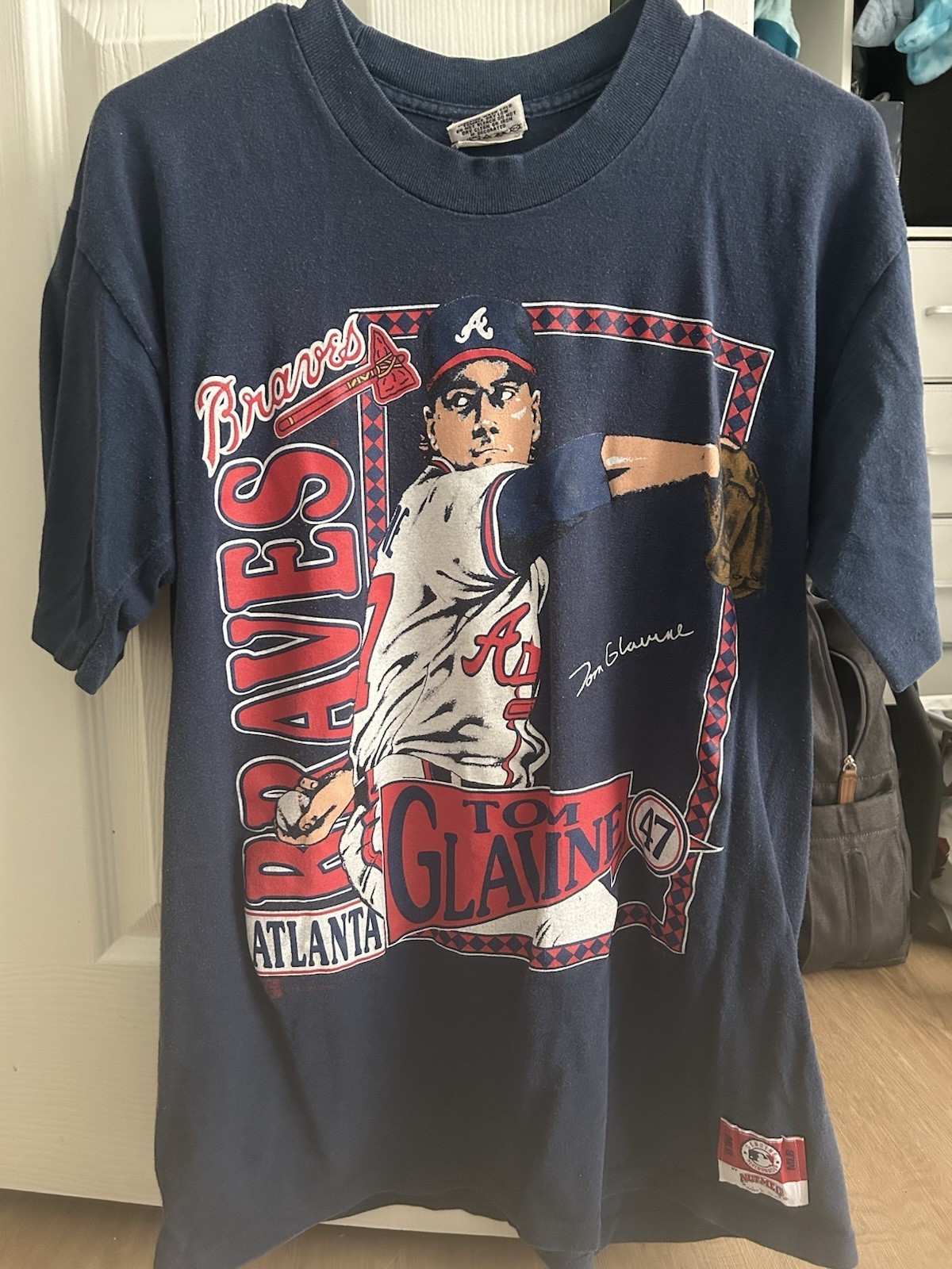 Vintage Atlanta Braves Shirt Tom Glavine Navy Color Reprint AN62529