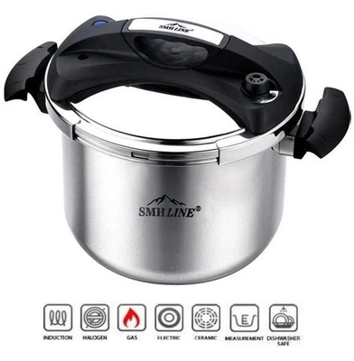 SMH LINE Schnellkochtopf 6-10L Induktion Edelstahl Dampfkochtop Topf Kochtopf Multikocher