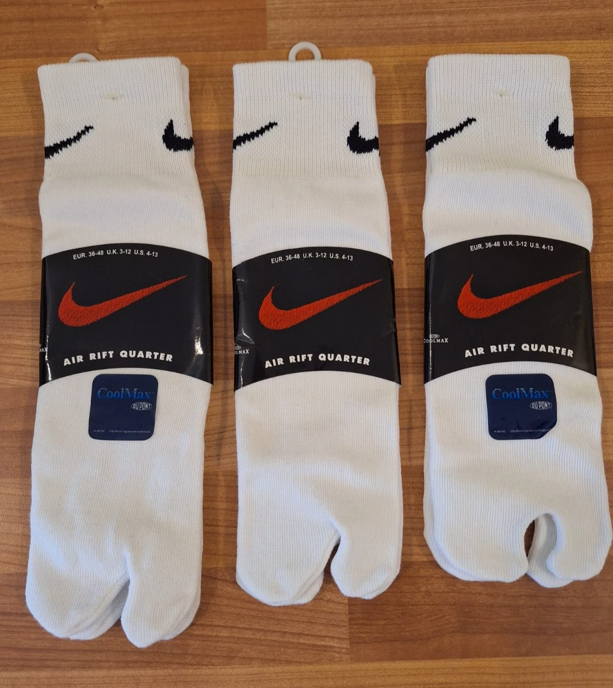 3 Pairs Nike Air Rift Quarter Socks White VINTAGE 2000s EUR 36-48 UK 3 - 12 NEW