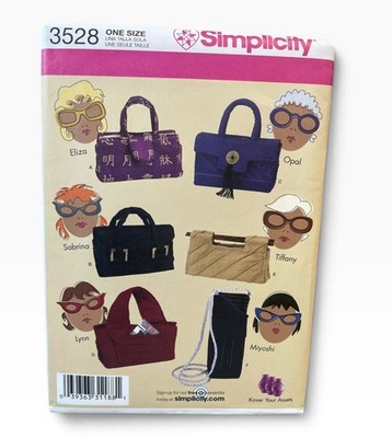 Simplicity 3528 Sunglasses Cases Bags ONE SIZE Travel Purse Clutch DIY Craft