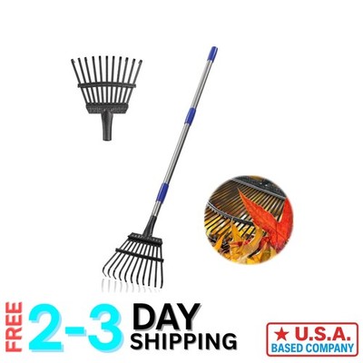 Heavy-Duty Garden Rake with 11 Tines & 36-78'' Adjustable Handle for All Heights