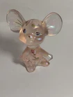 Vintage Fenton Pink opalescent glass Mouse Hand Painted, 1990 signed