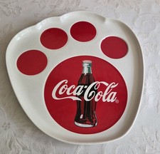 Vintage 2000 Coca-Cola Ceramic Polar Bear Paw Serving Platter Anchor Hocking