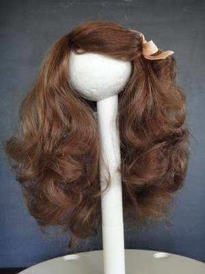 Puppenkopf Perücke Größe 12 Kastanie 100% Echthaar - 38 cm Doll Wig 15''