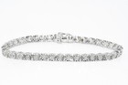 White Diamond Cluster Tennis Bracelet $1,600 .925 Sterling Silver .20Ct Natural