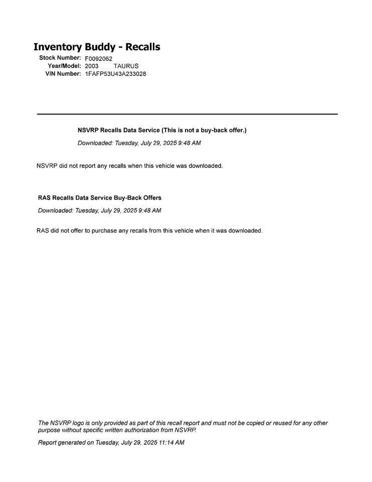 Used Engine Complete Assembly fits: 2003 Ford Taurus 3.0L VIN U 8th digit OHV Vu - Image 2 of 4