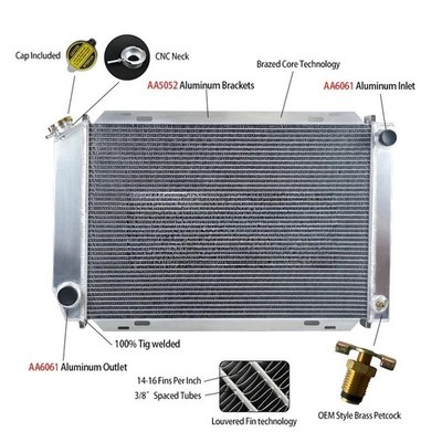 Aluminum Radiator For Ford Mustang GT GL LX SVT Cobra 5.0L Windsor V8 302 79-93