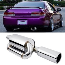 Twin Loop Exhaust Muffler 2.5 Inlet 4.0 Outlet Tip Polished For Honda Prelude
