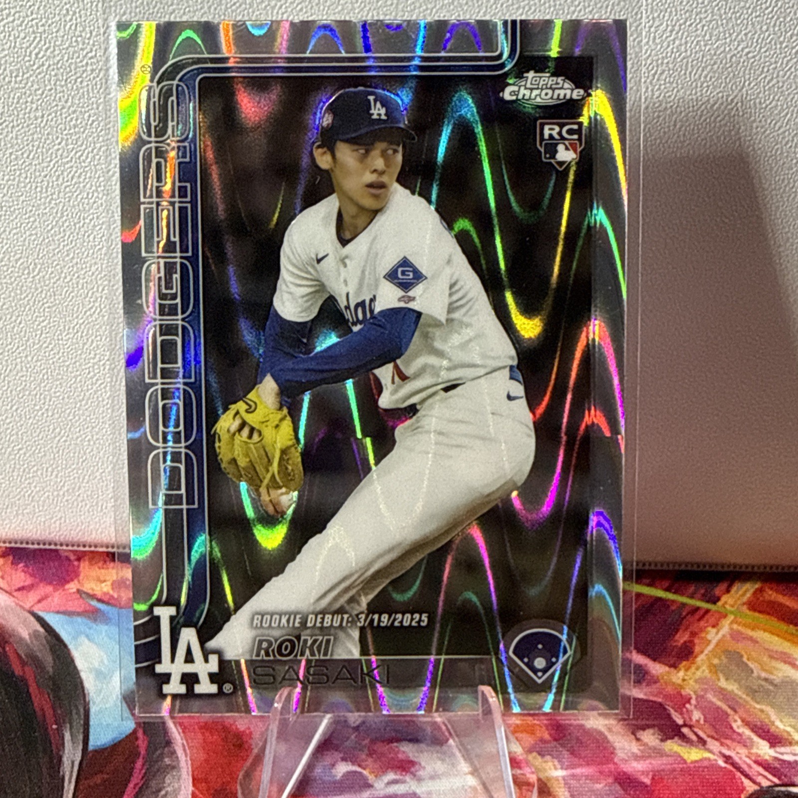 Roki Sasaki 2025 Topps Chrome Update Rookie Debut RayWave #USC73 LA Dodgers