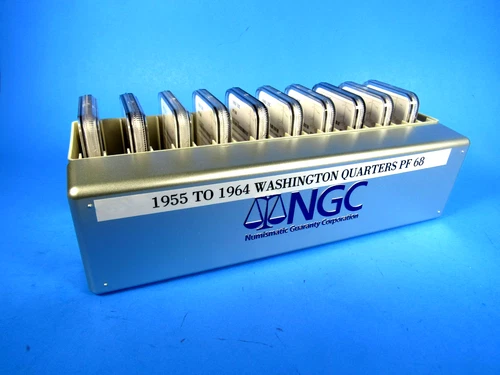 1955 to 1964 P,   10-Coin Set,  Washington Quarters   NGC  Pf 68  Beautiful Set