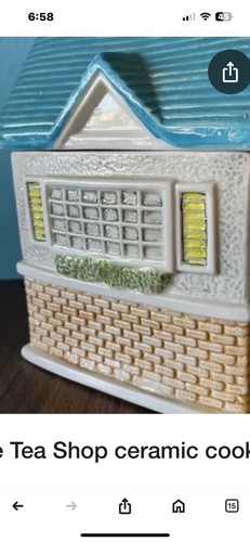 Vintage Decorative Ceramic TEA SHOP Cookie Jar Canister House Kitchen Decor - Picture 5 of 6