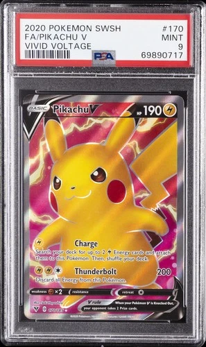 2020 POKEMON SWORD & SHIELD VIVID VOLTAGE #170 FULL ART/PIKACHU V PSA 9
