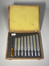 Vintage Tuning Forks 8 Set Music Violin Piano Hearing Vibration Sound Wood Case