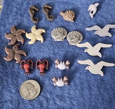 Beach Seahorse Crab Lobster Seagull Shell Starfish Buttons Embellishments Detail