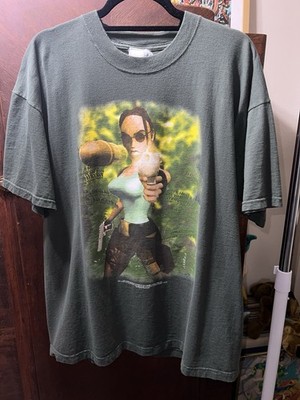 2001 Rare Lara Croft Tomb Raider Gun Video Game Shirt Size XL