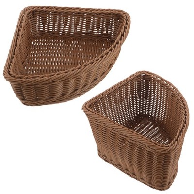  2 Pcs Gebogener Aufbewahrungskorb Aus Rattanimitat Foldable Storage Bin