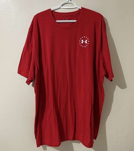 Under Armour Men’s Shirt Red White USA 3XL Loose Coupe Heatgear Freedom Flag