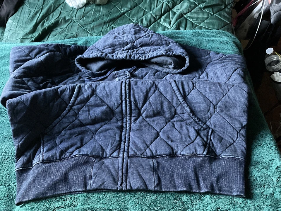 Sudadera con capucha RRL Ralph Lauren para hombre azul índigo oscuro aislada con cremallera XXL, bolsillos Foto 2 de 4