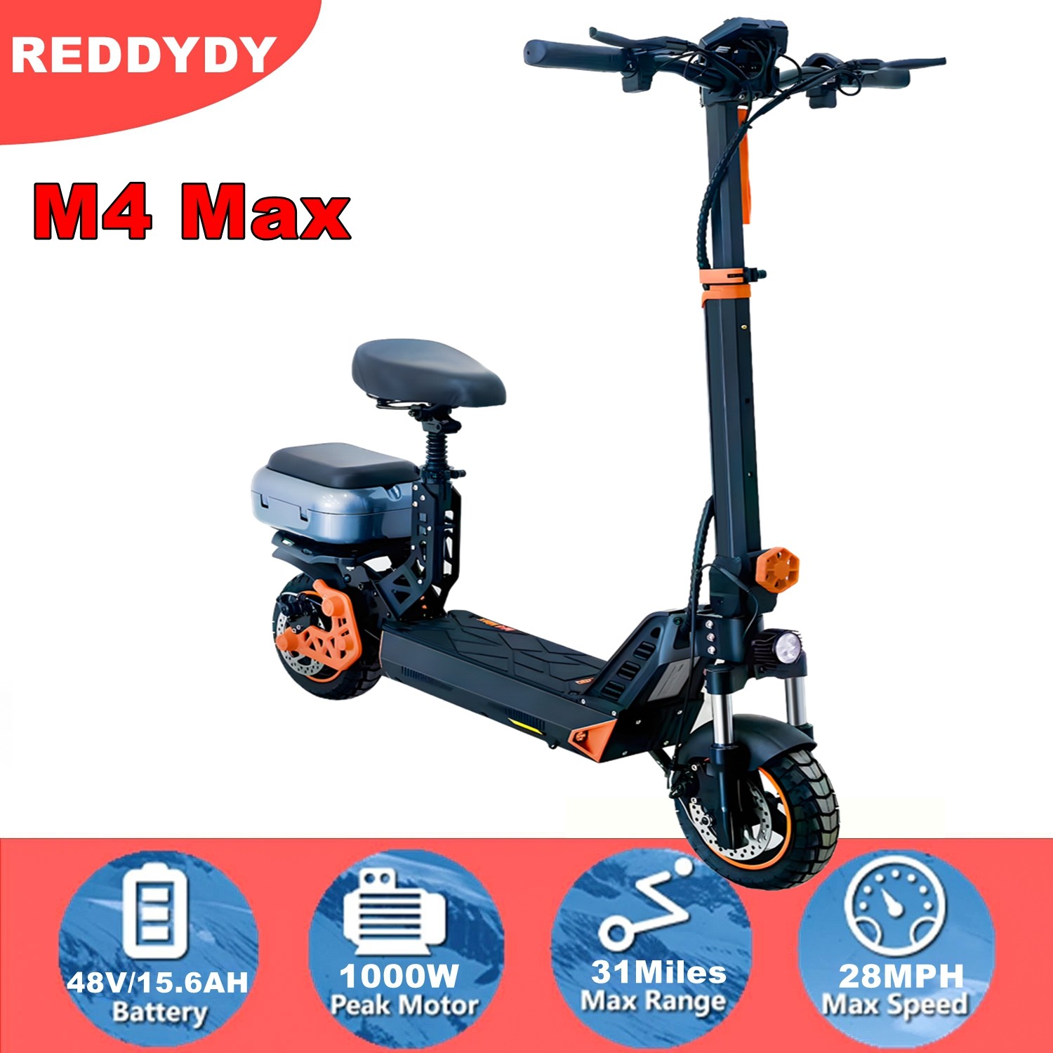 REDDYDY 3200W Dual Motor Audlt Electric Scooter Full Suspention Brake Solid Tire