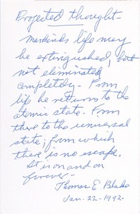 3 - TOM BLAKE ITEMS - SIGNED Photo - Tom BLake Personal Signed "THOUGHTS" +