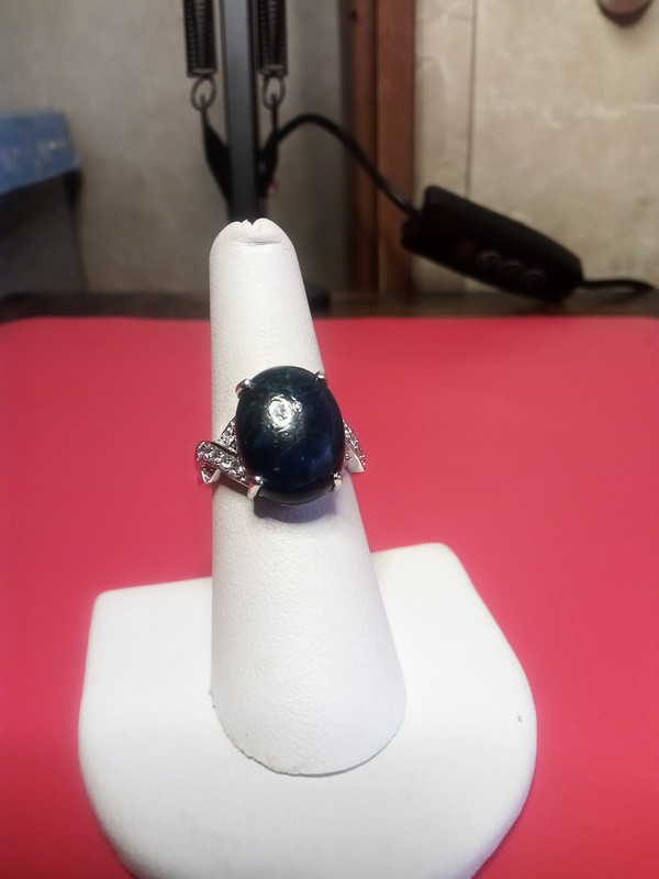 Premium Table Mountain Shadowkite Ring 12.40ctw. Rhodium Over Sterling Silver