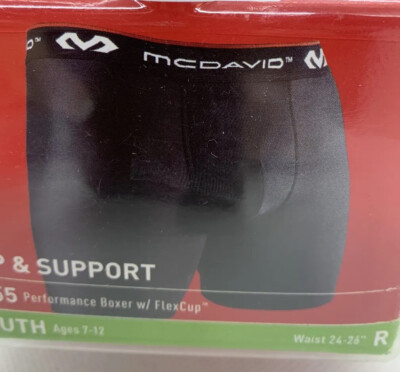 McDavid 9255 Youth Boxer Short Black, Regular 24-26 Sport No Box